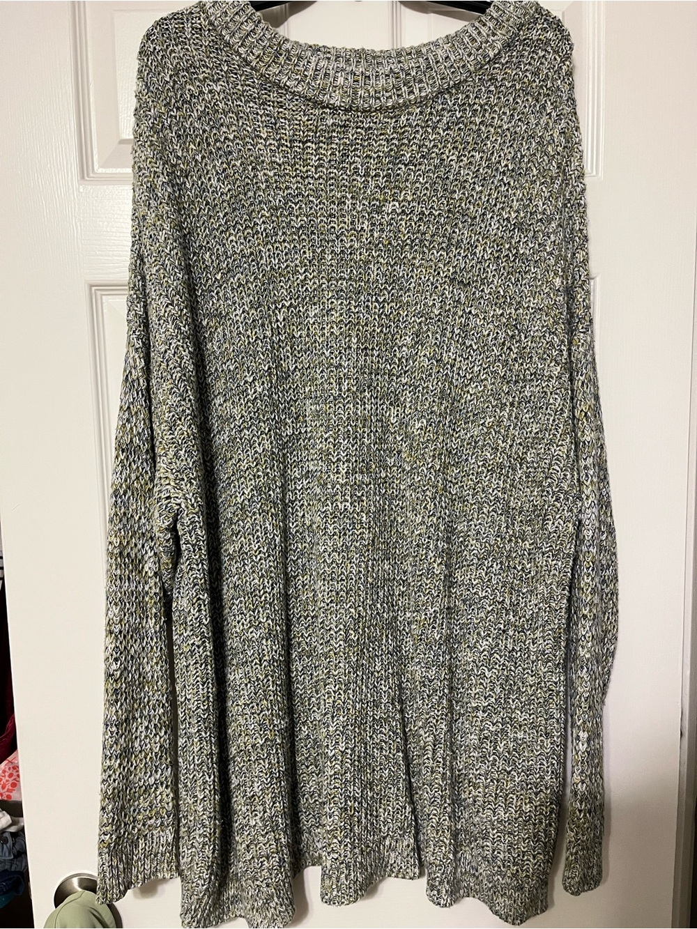 Ava & Viv Marled Knit Sweater in Gray and Olive
